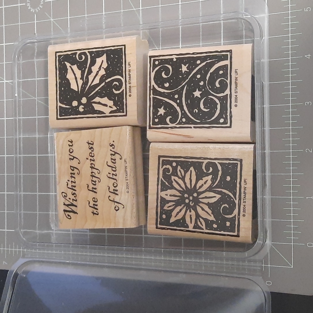 Happiest of Holidays rubber stamp set